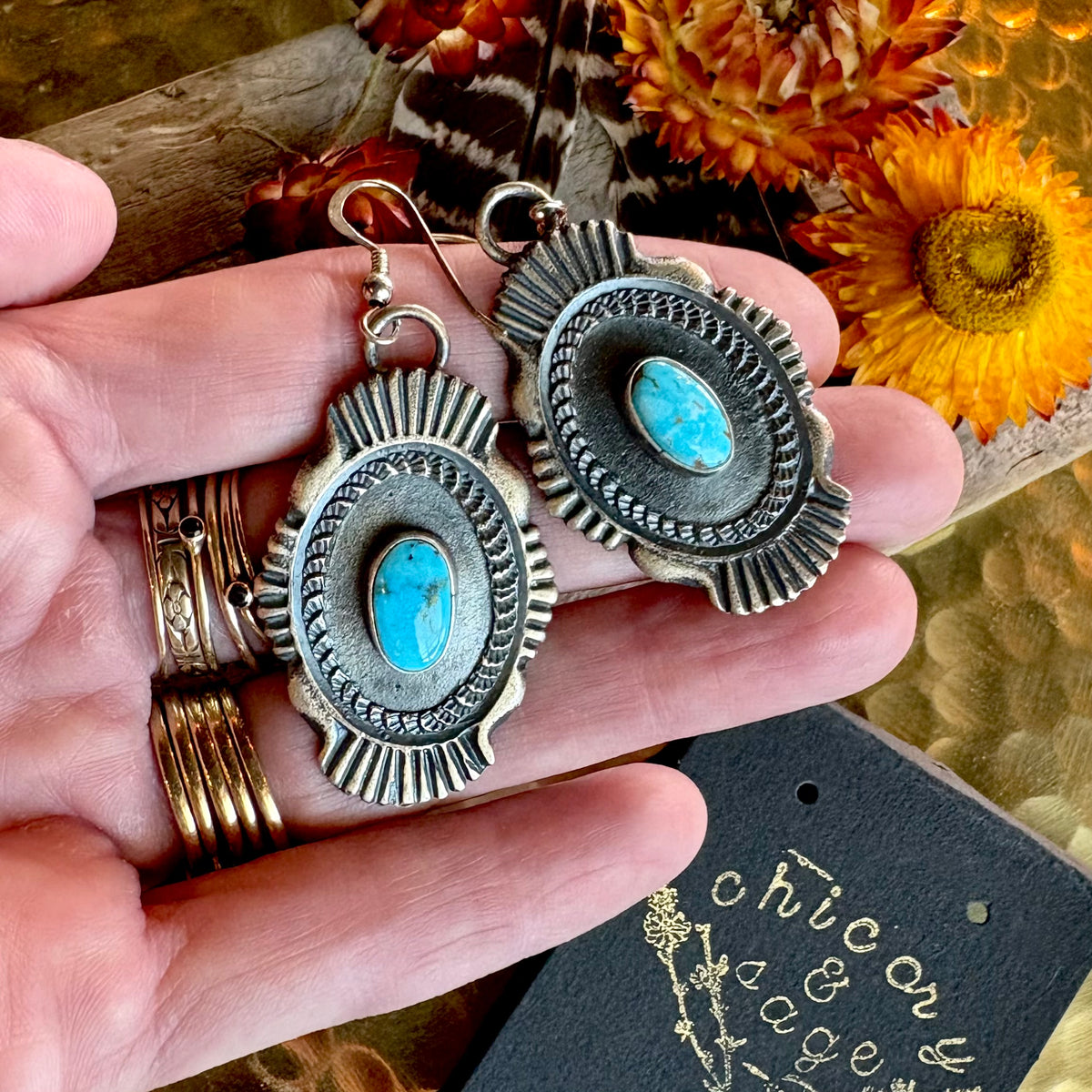 Kevin Billah Turquoise Sand Cast Earrings // Navajo (Copy)