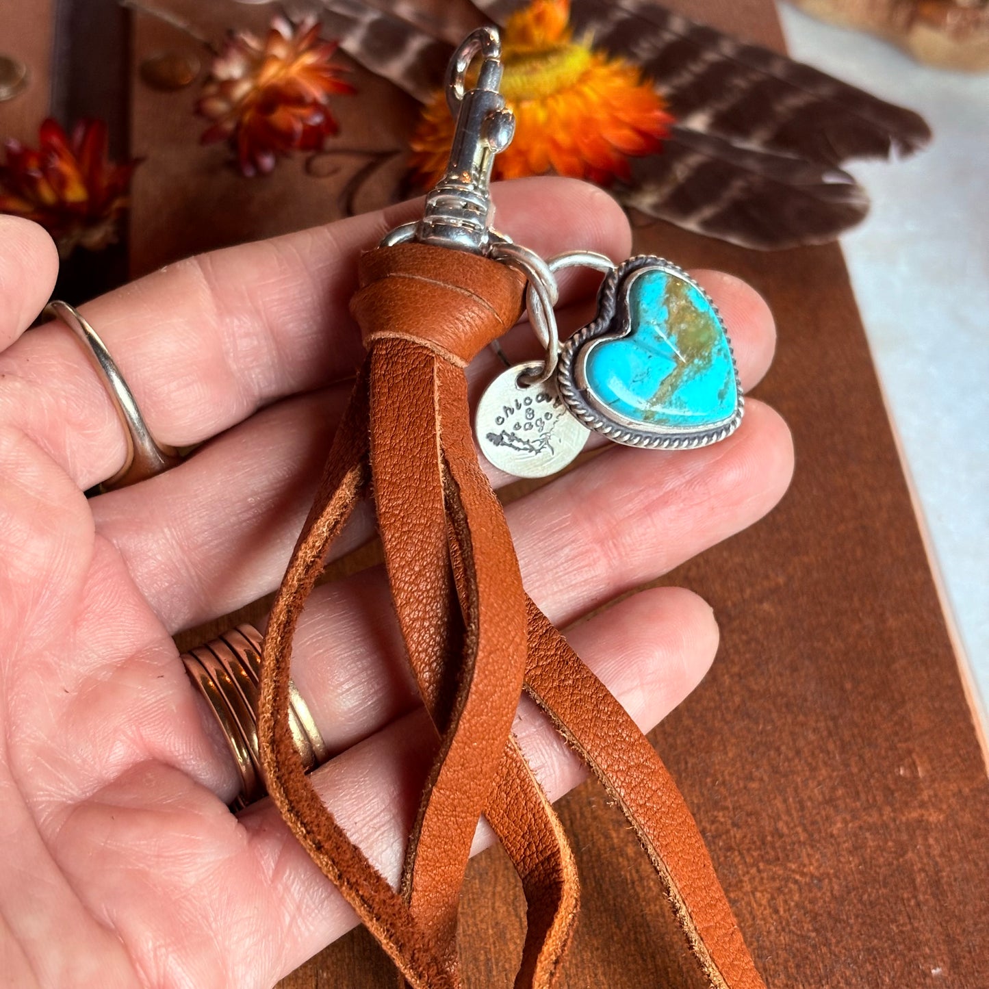 Turquoise Heart Bag Swag/Key Chain