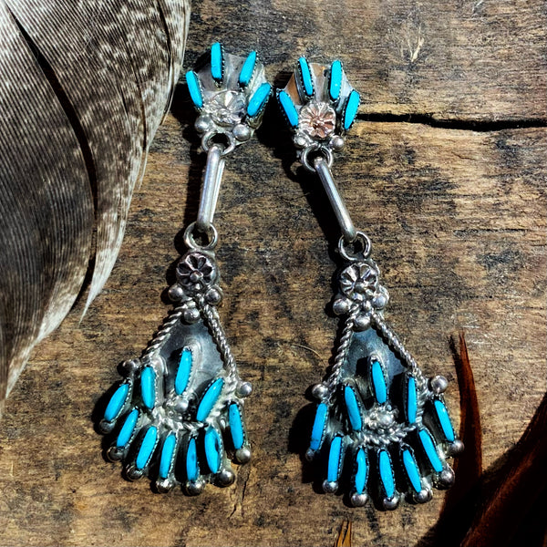 Eva Wyaco Turquoise Needlepoint Necklace and Earring Set
