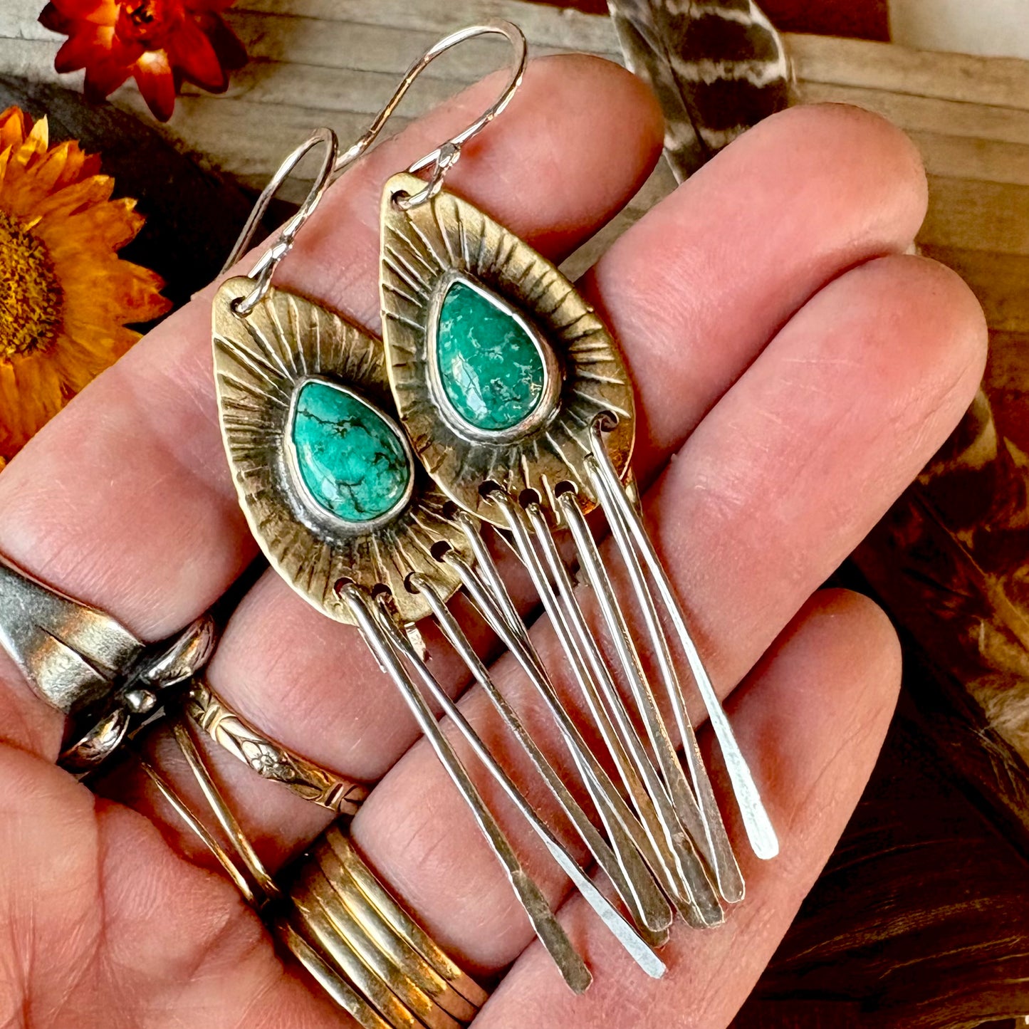 Fringed Turquoise Earrings