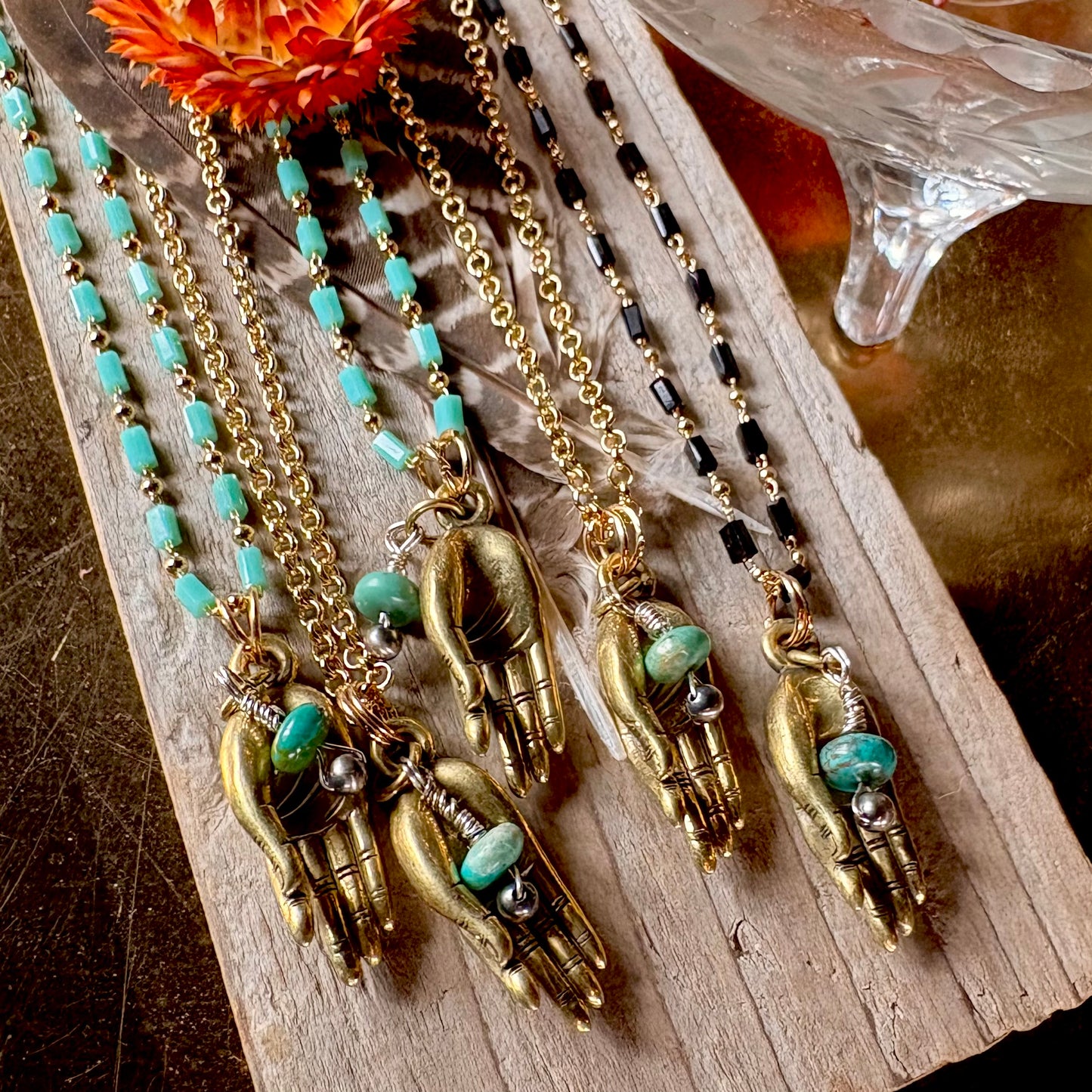 Mudra Necklace + Black Bead Chain