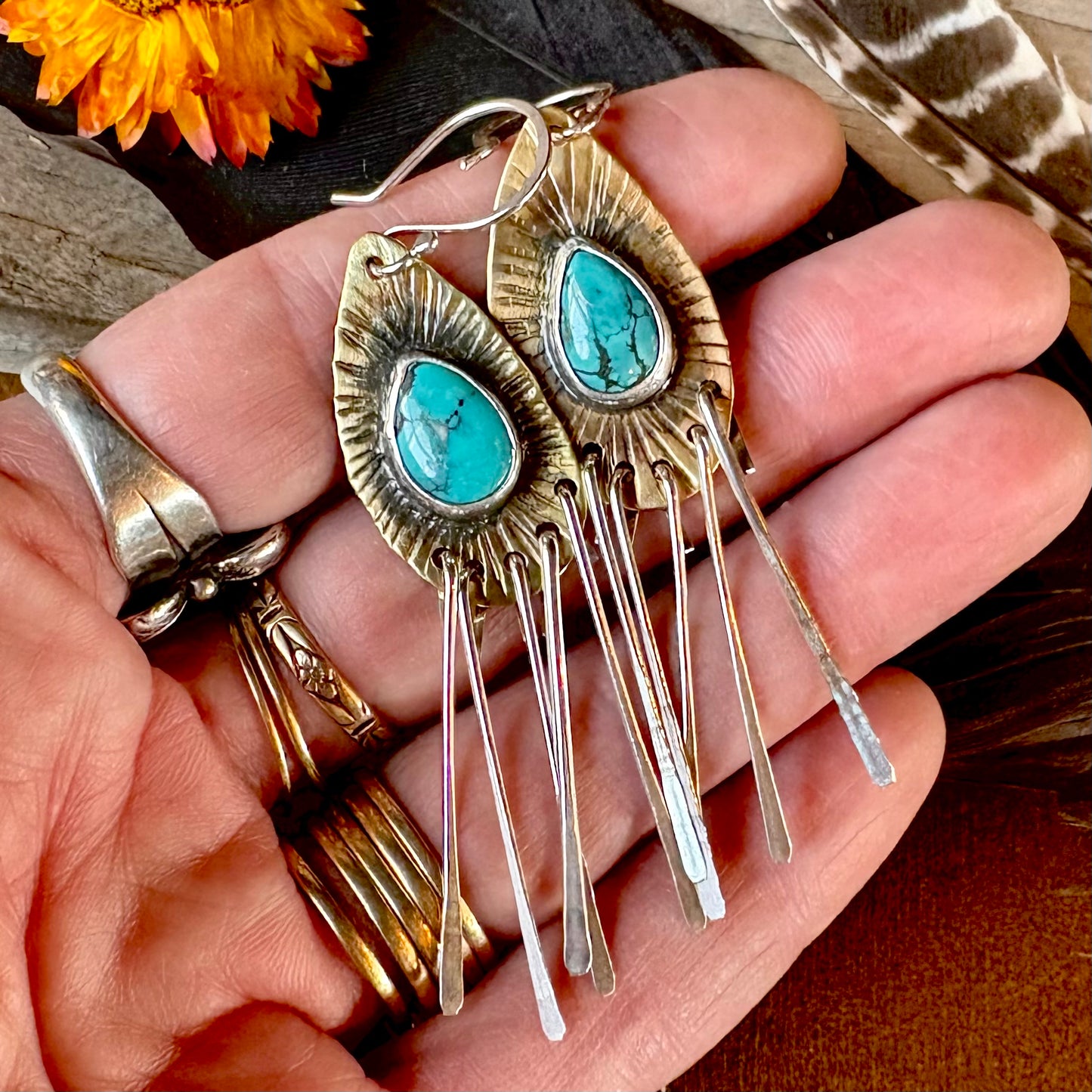 Fringed Turquoise Earrings