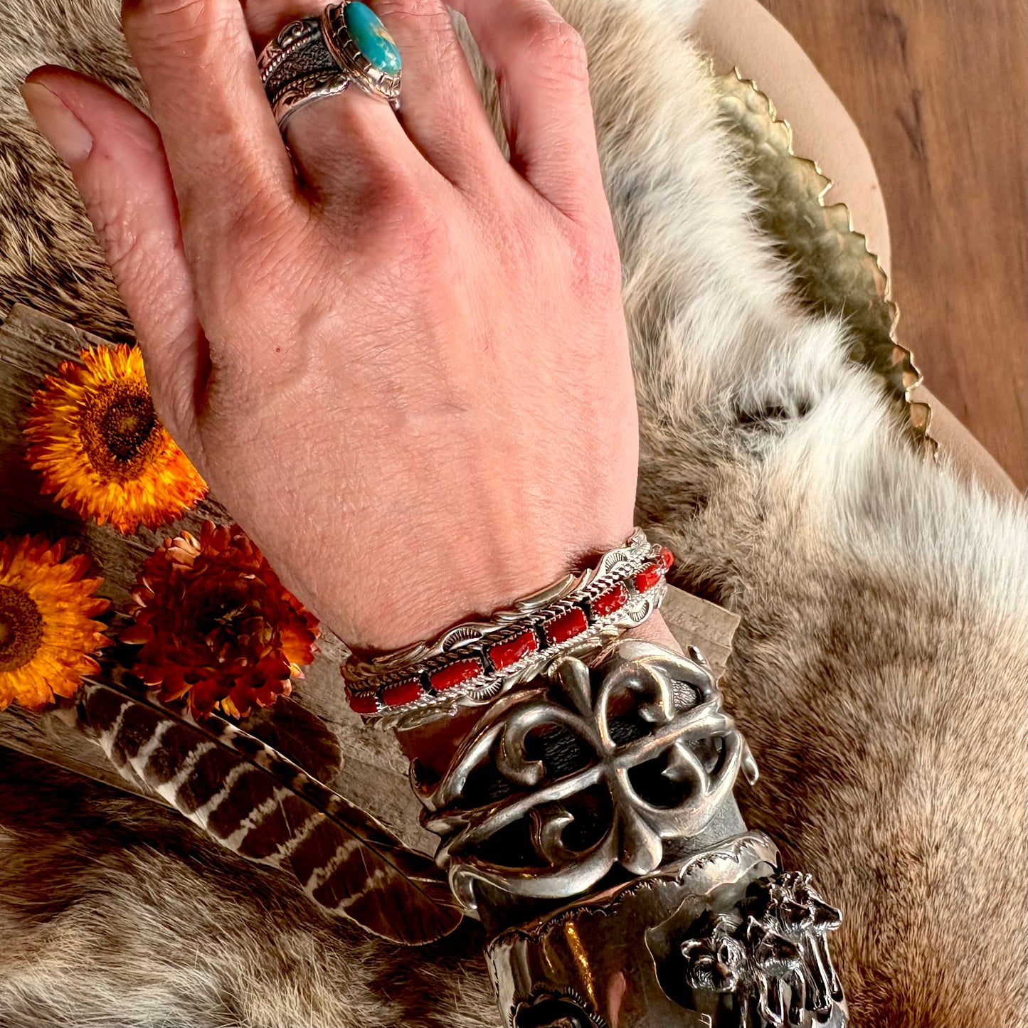 Anthony Brown Coral Row Cuff // Navajo