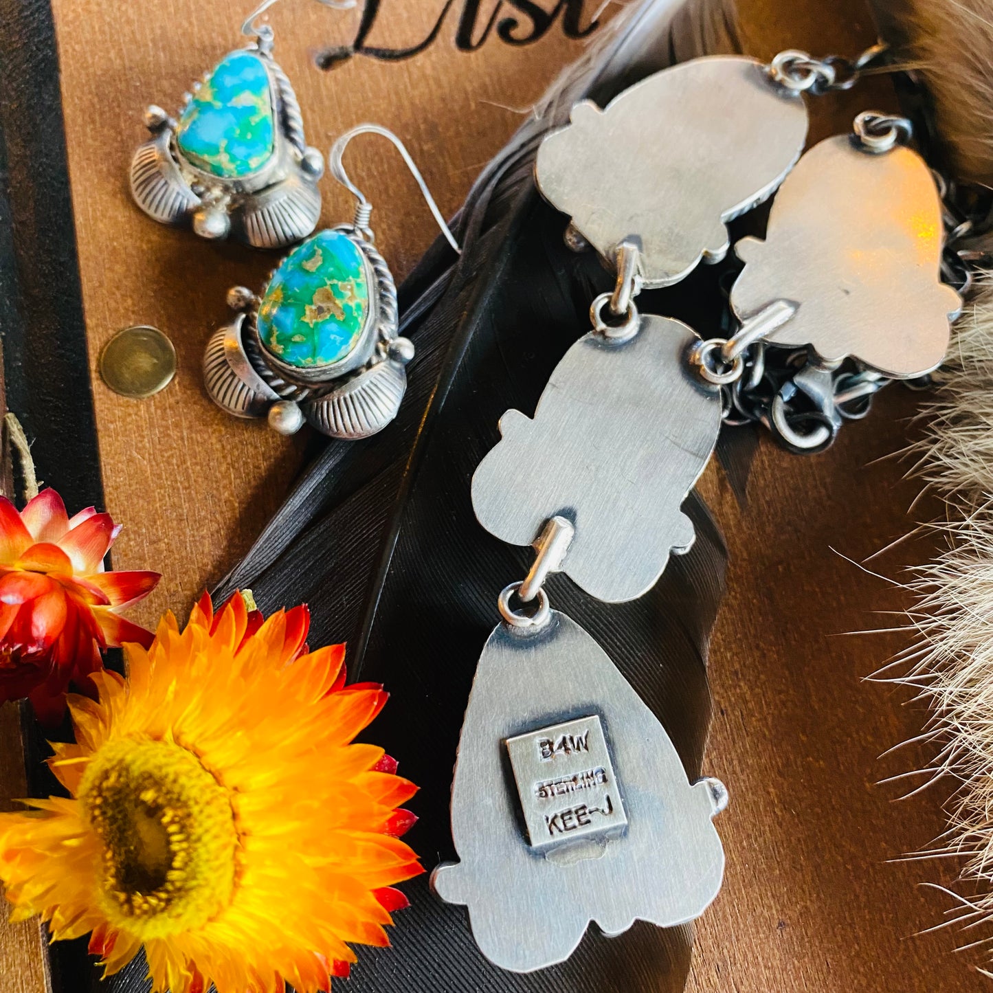 Kee Johnson Sonoran Gold Turquoise Necklace & Earring Set // Navajo