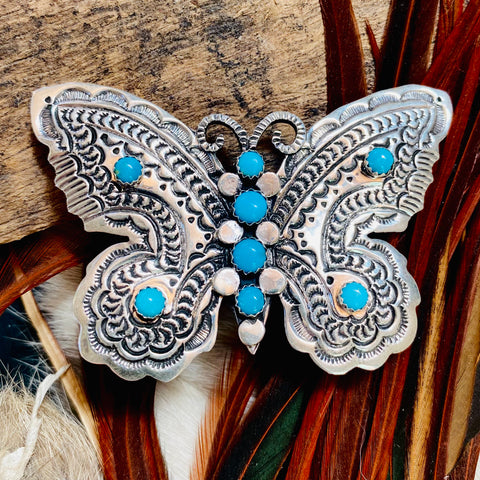 Butterfly Ring in Egyptian Turquoise, Navajo.