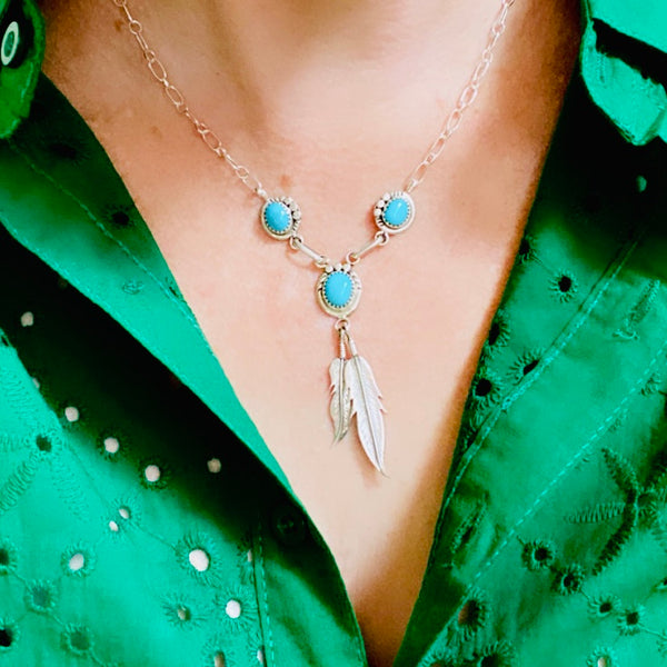 Rita Largo Feather & Turquoise Necklace