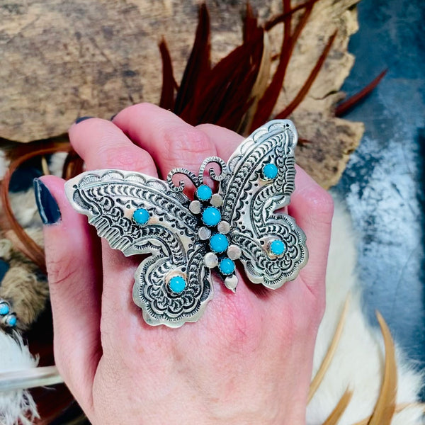 Butterfly Ring in Egyptian Turquoise, Navajo.