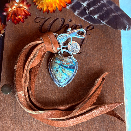 Chrysocolla Azurite Heart Bag Swag/Key Chain