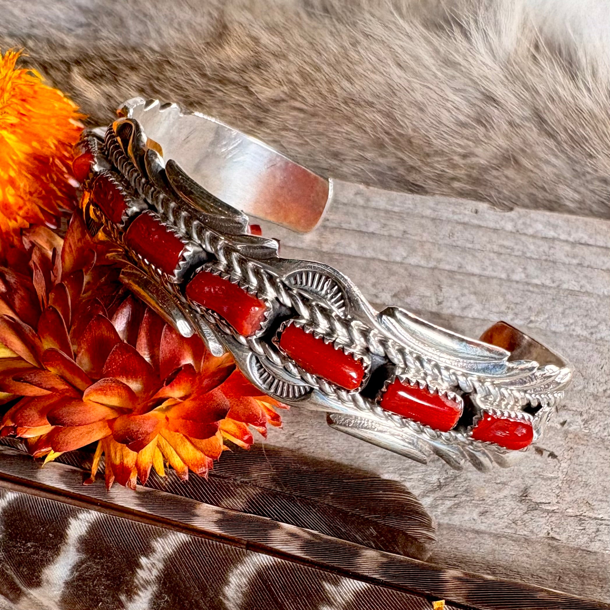 Anthony Brown Coral Row Cuff // Navajo – Chicory & Sage