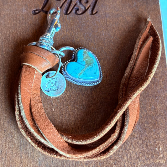 Turquoise Heart Bag Swag/Key Chain