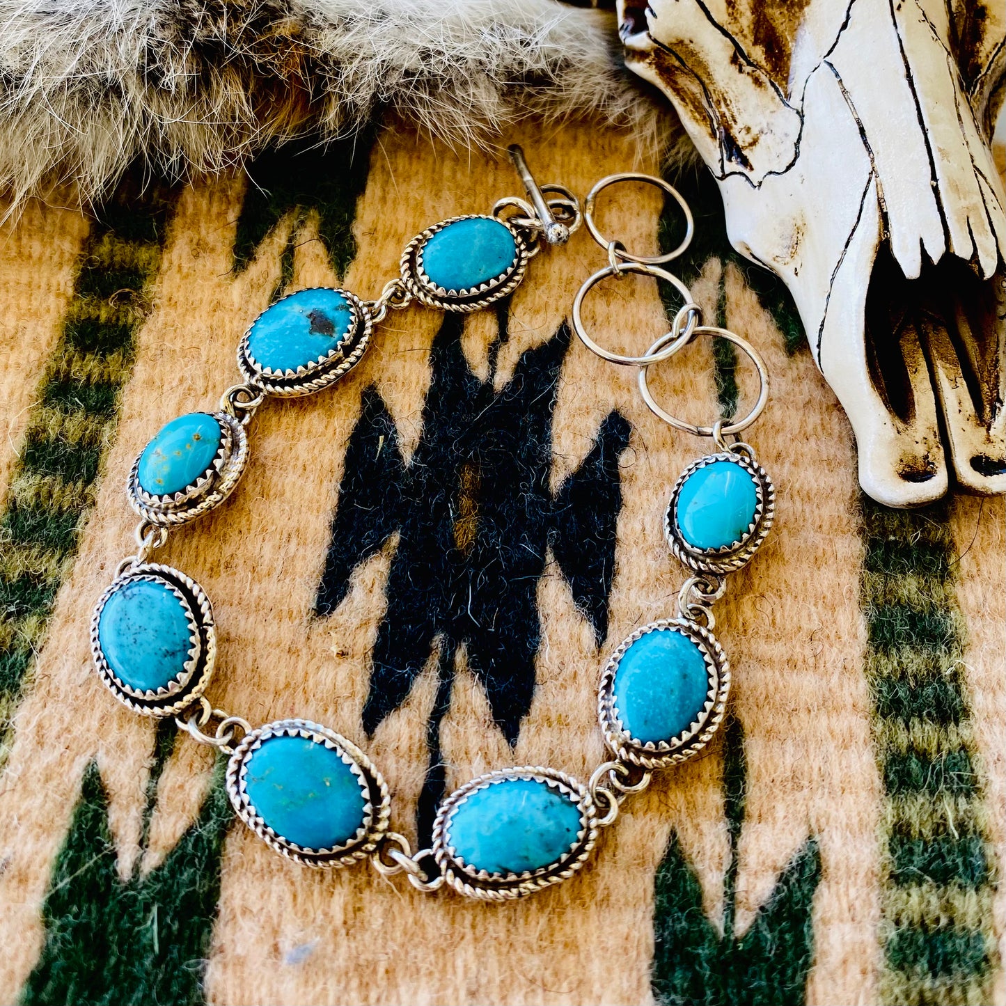 Ernest Hawthorne Eight Stone Turquoise Link Bracelet