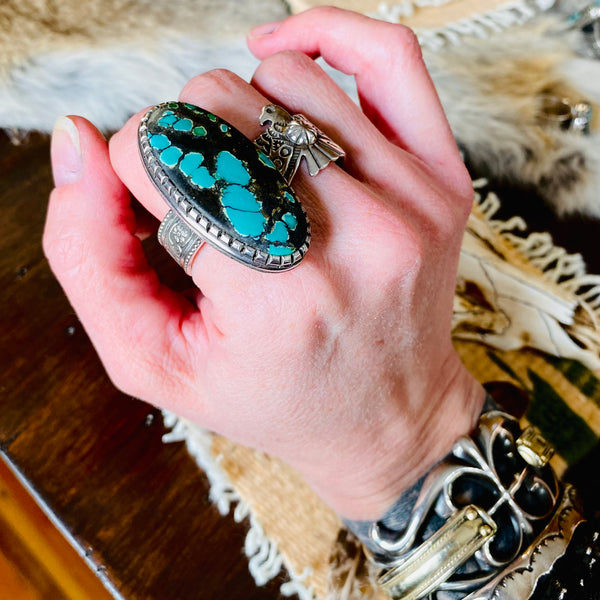 Oval Hubei Turquoise Ring // Size 9
