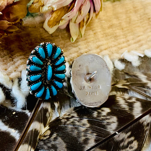Petit Point Sleeping Beauty Turquoise Post Earrings