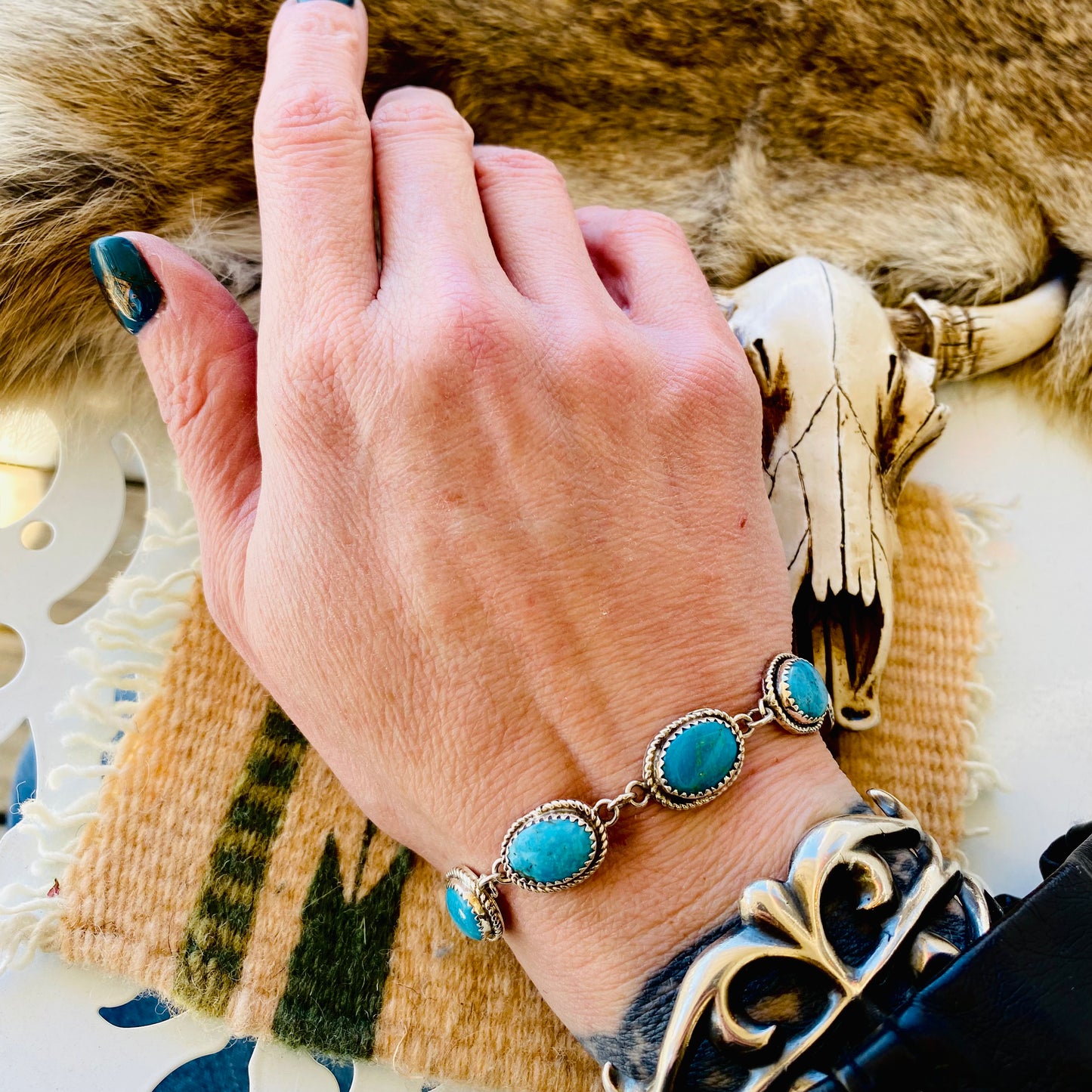 Ernest Hawthorne Eight Stone Turquoise Link Bracelet