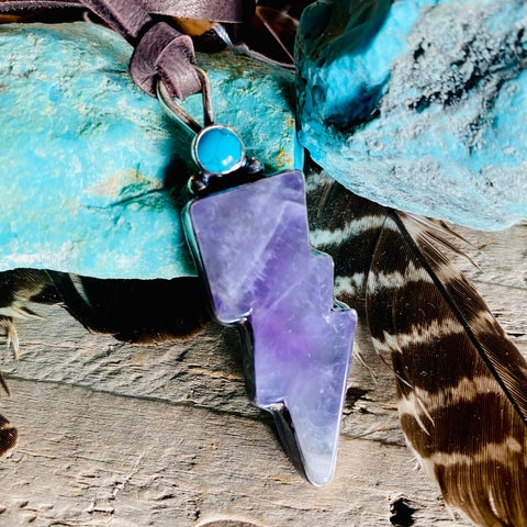 Amethyst & Turquoise Bolt Necklace