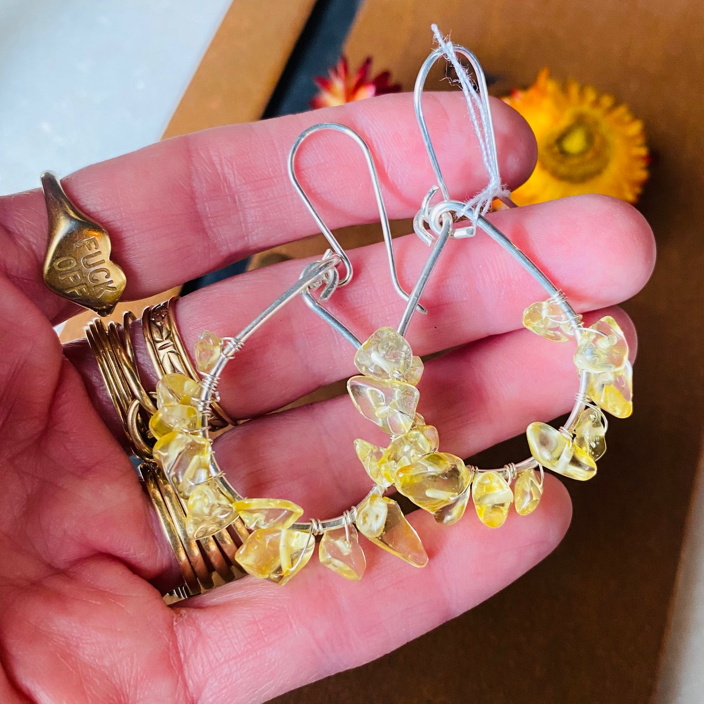 Citrine Gemstone Hoops