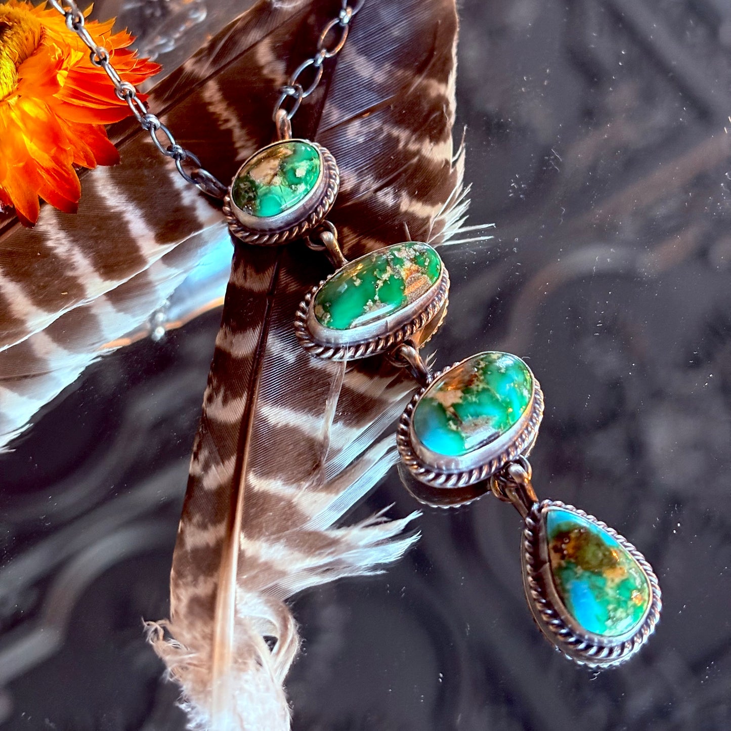 Sonoran Gold Turquoise Lariat Necklace // Navajo //  Tricia Smith