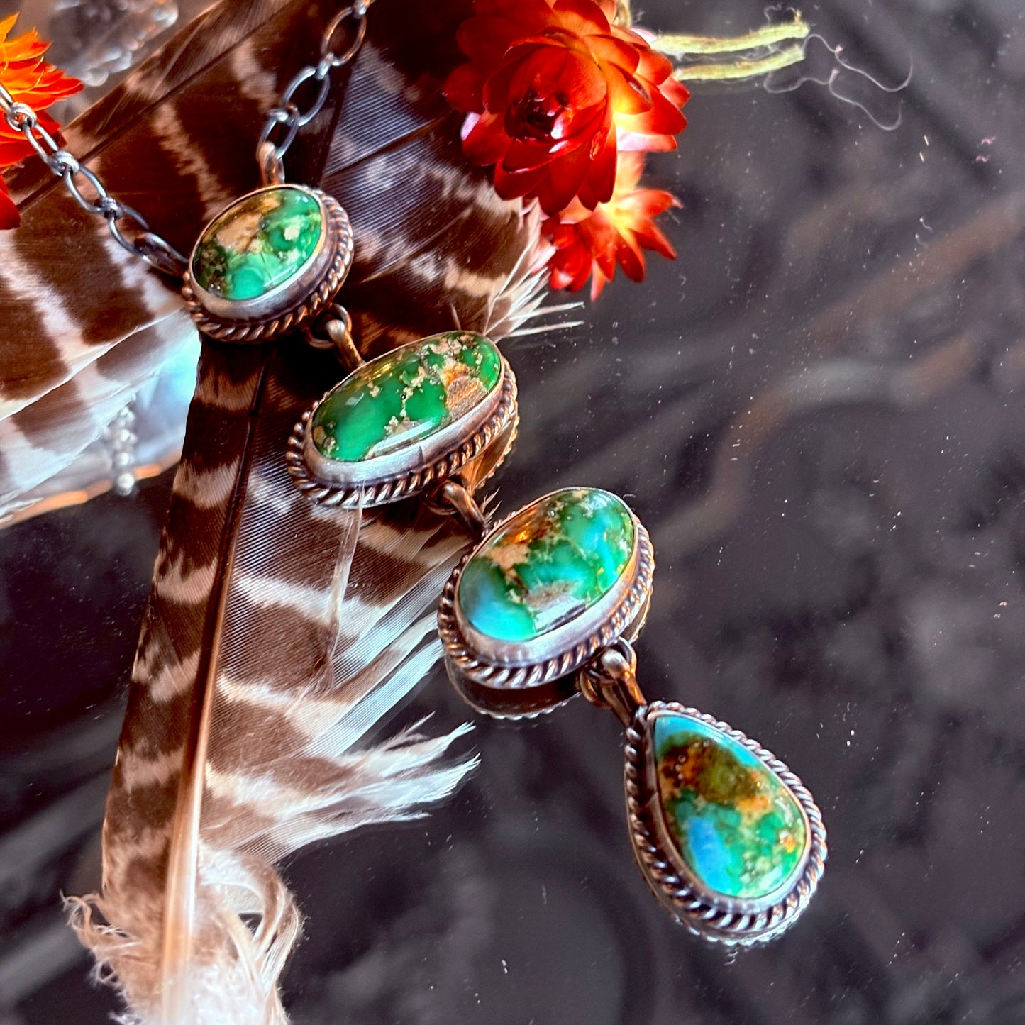 Sonoran Gold Turquoise Lariat Necklace // Navajo //  Tricia Smith