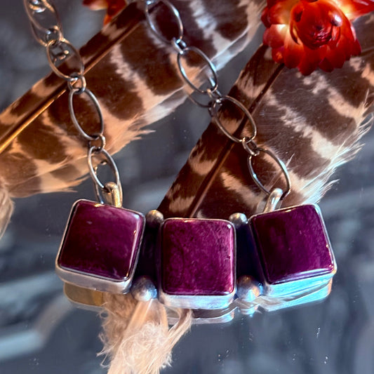 Purple Spiny Oyster Cluster Necklace //  Navajo // Tricia Smith