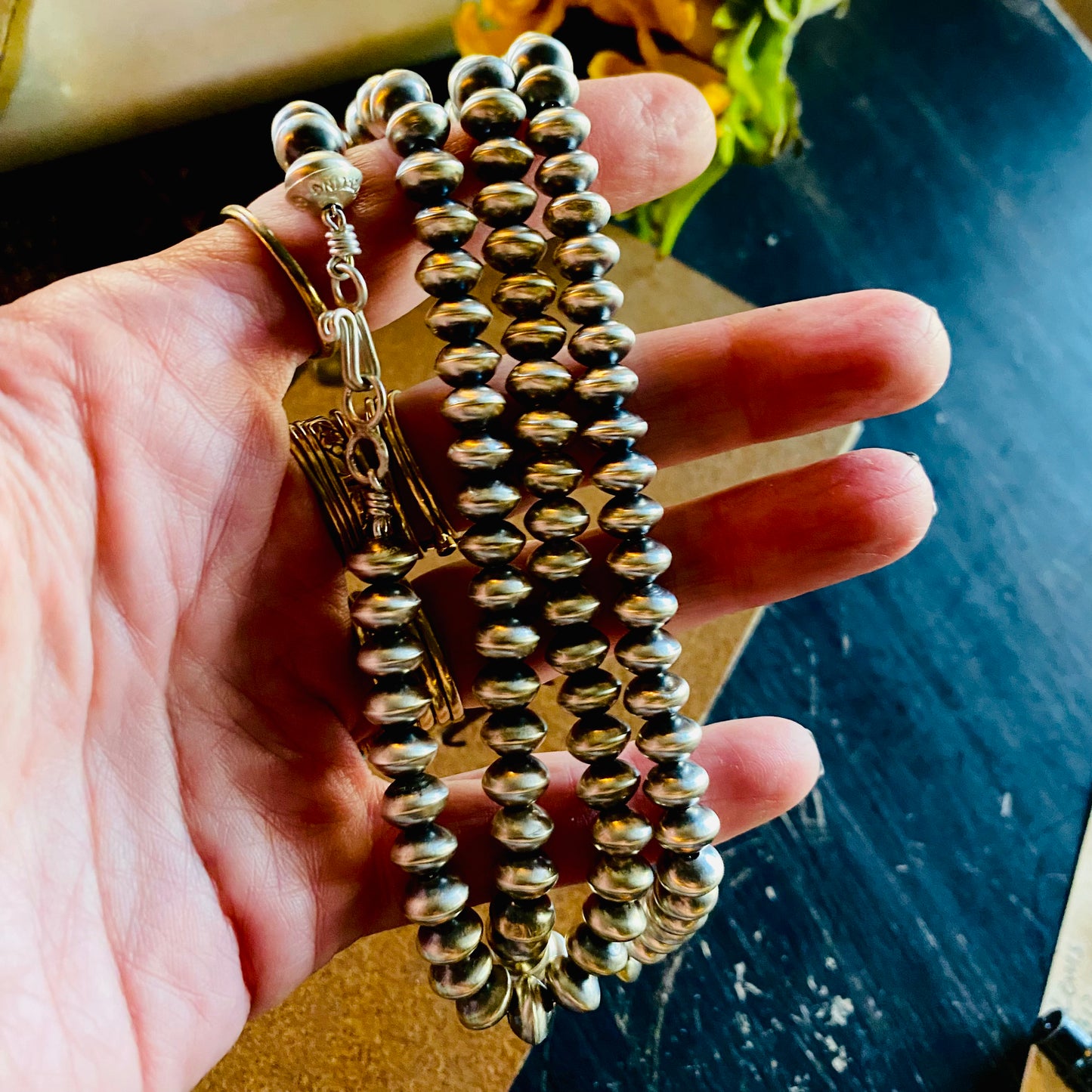 7mm Handmade Navajo Pearls // Navajo Silversmith Bryannen Halwood