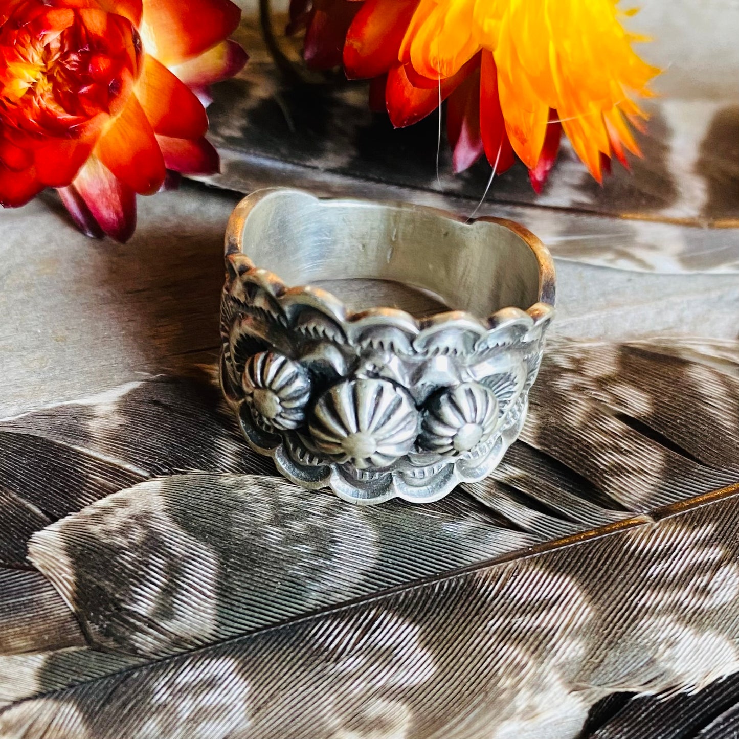 Beannie Ramone Sterling Silver Stamped Band // Size 5, 7, 9 // Navajo