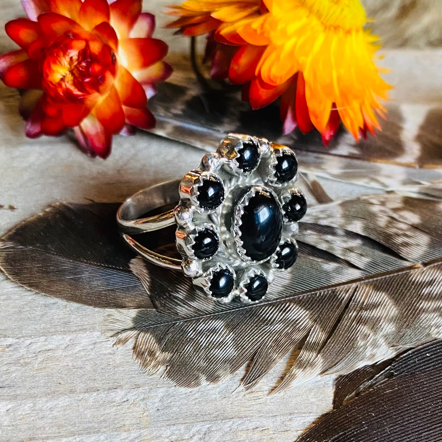 Onyx Cluster Ring // Size 7.5 // Navajo