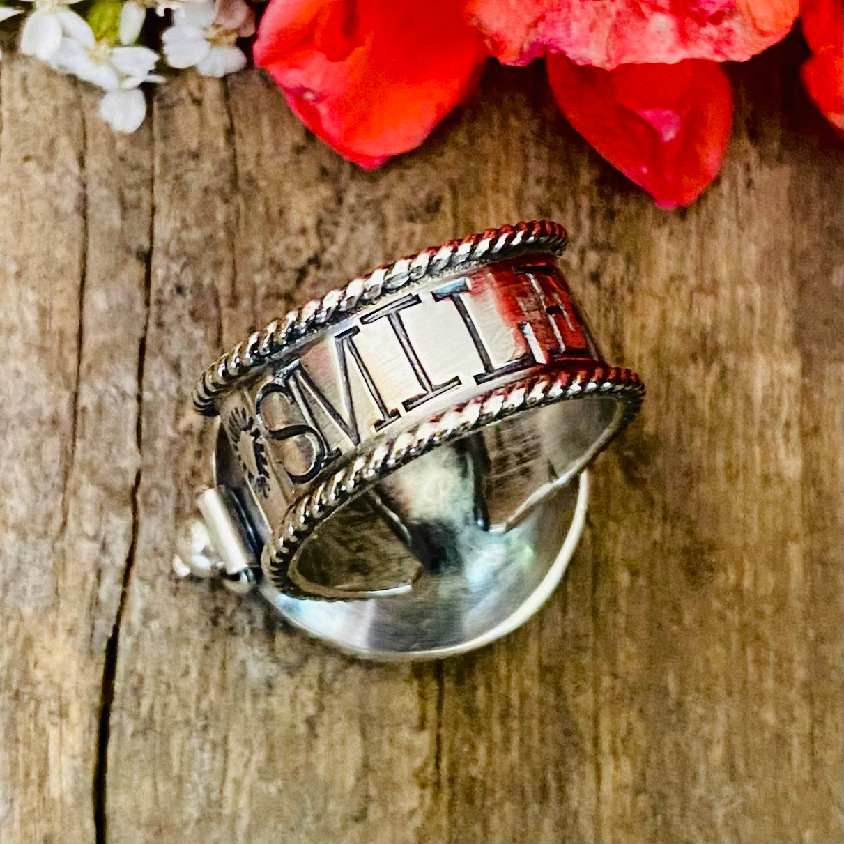 Smile Without & Peace Within Locket  Ring