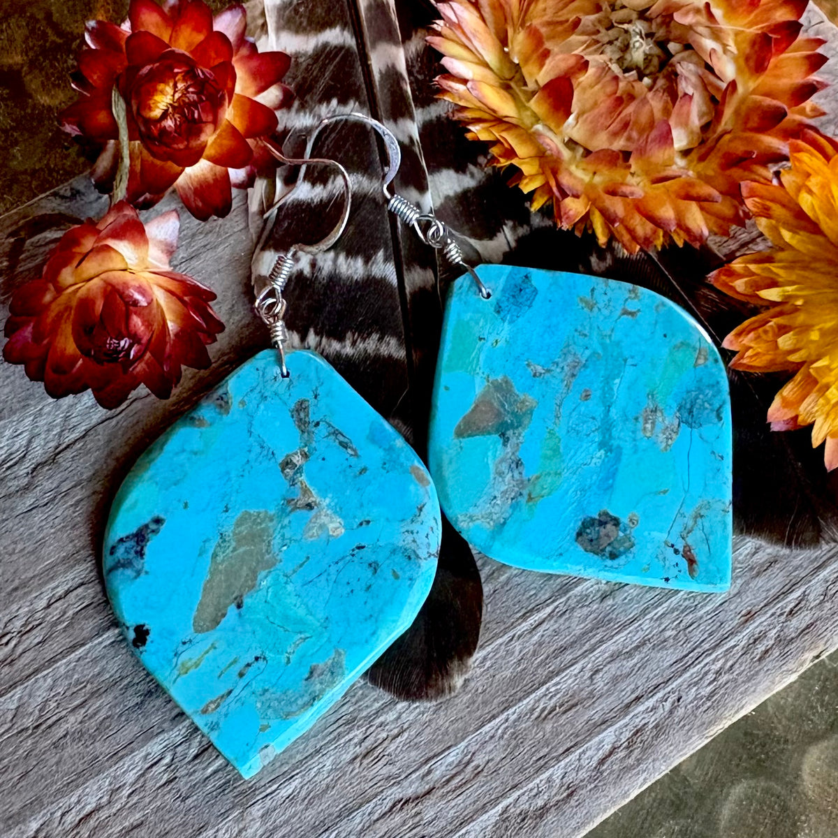 Lupe Lavato Turquoise Slab Earrings // Santo Domingo