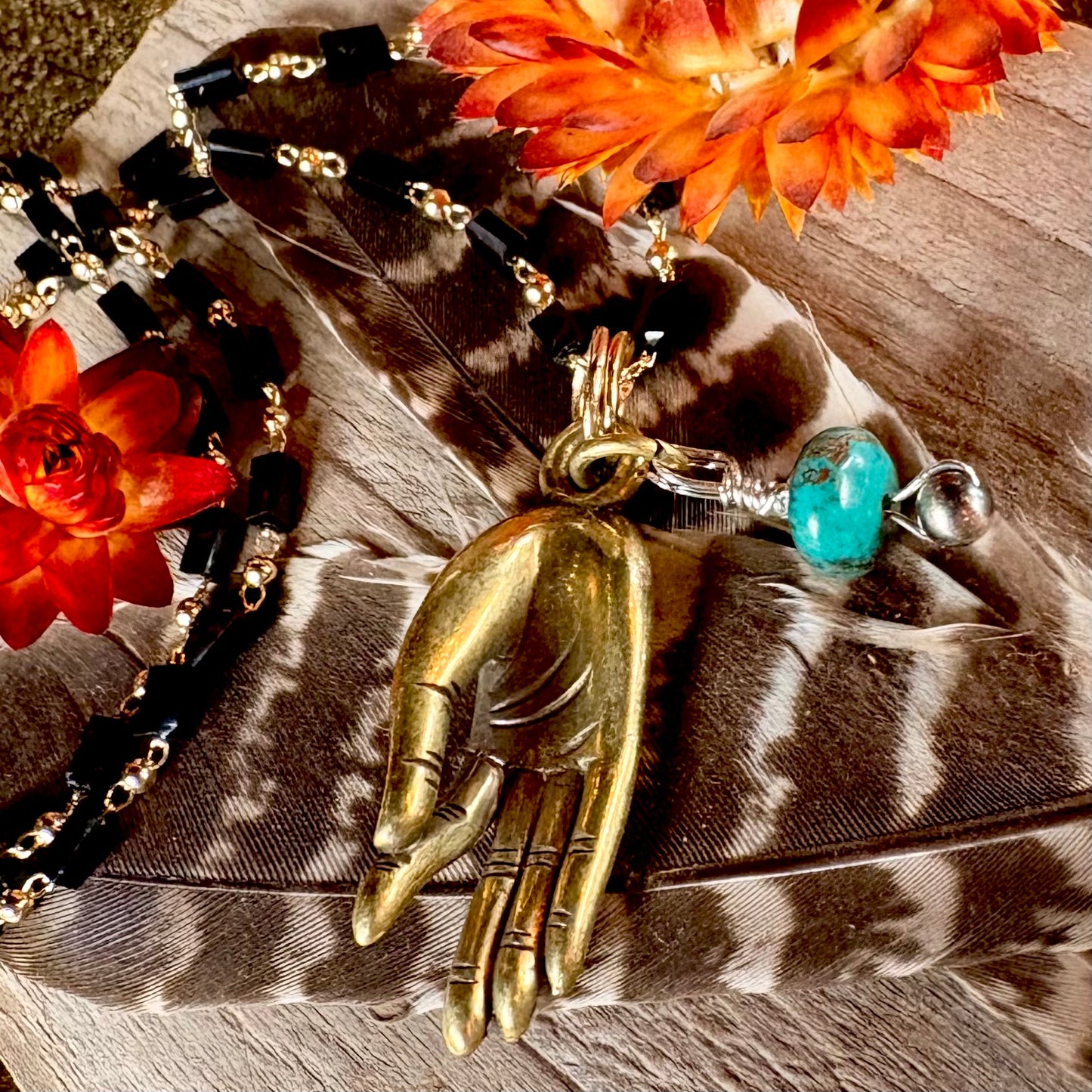 Mudra Necklace + Black Bead Chain