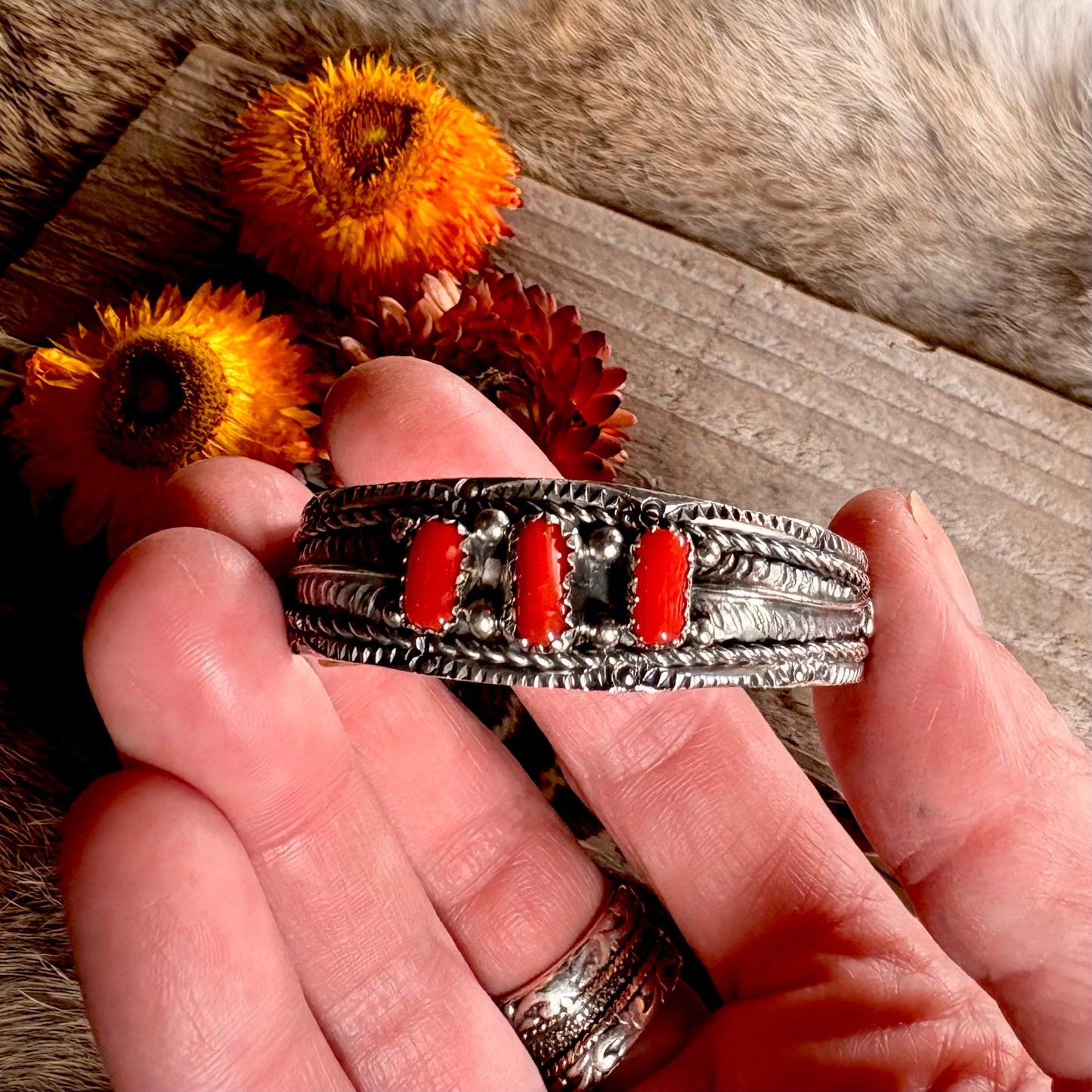 Betty Begay Coral Baby Bracelet // Diné