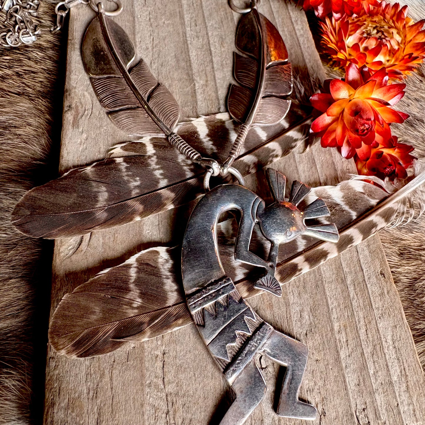 Vintage Statement Kokopelli Necklace // Navajo