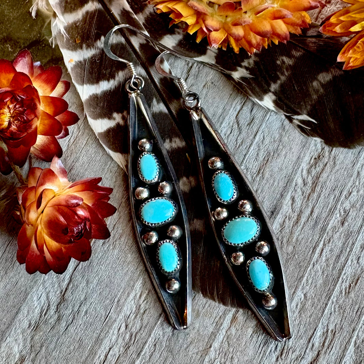 Paul Largo Turquoise Shadow Box Earrings // Navajo