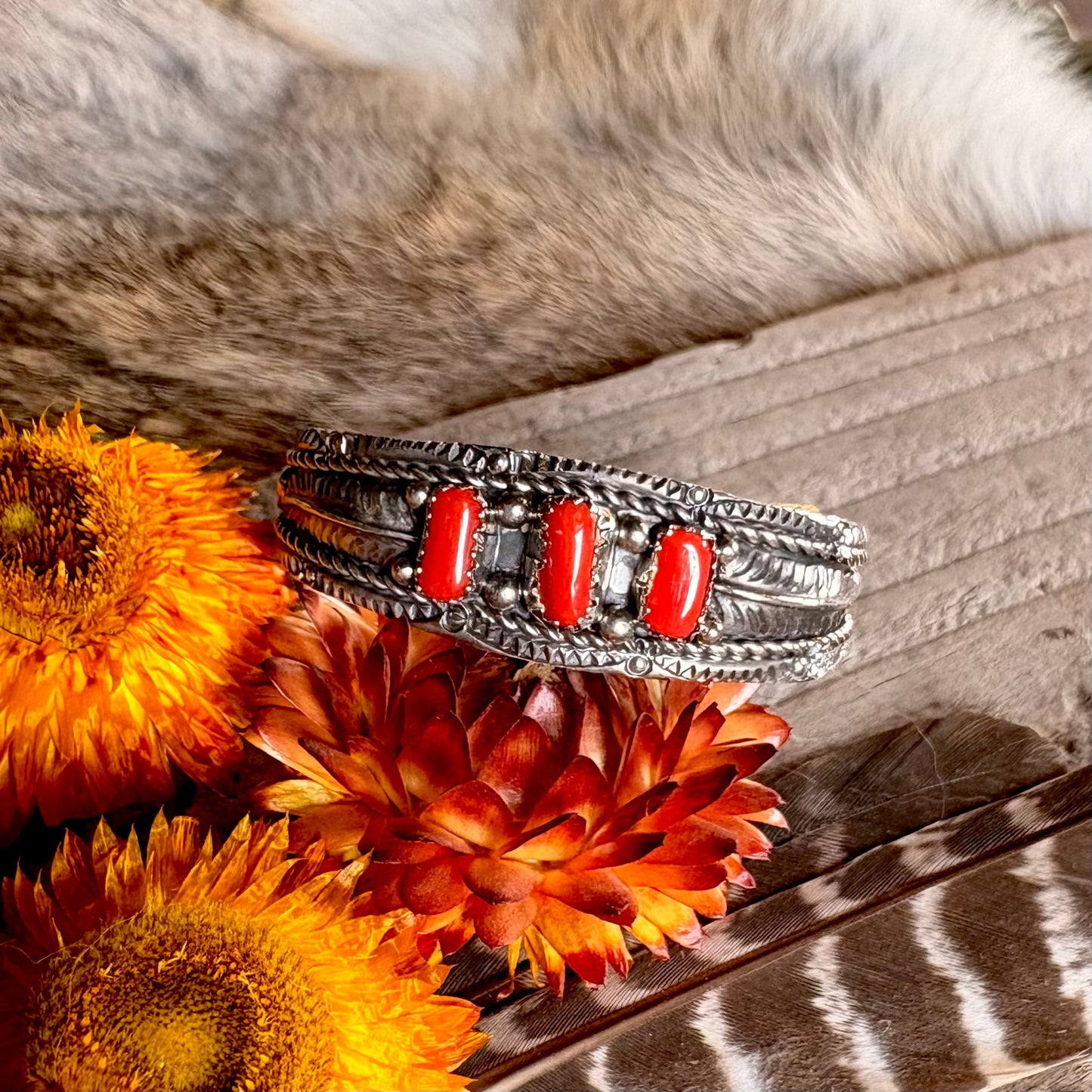 Betty Begay Coral Baby Bracelet // Diné