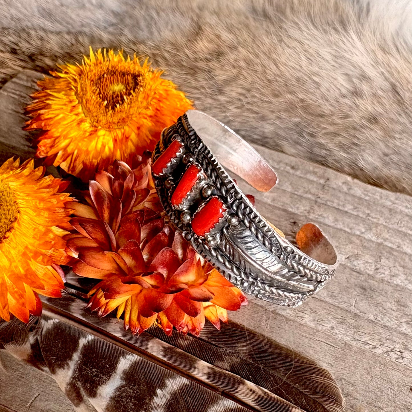 Betty Begay Coral Baby Bracelet // Diné