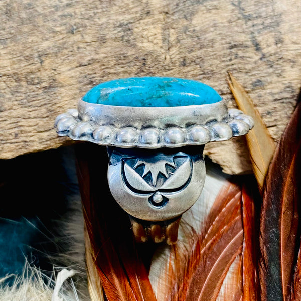 Chunky Solitair Kingman Turquoise Ring, Paul Livingston, Navajo.