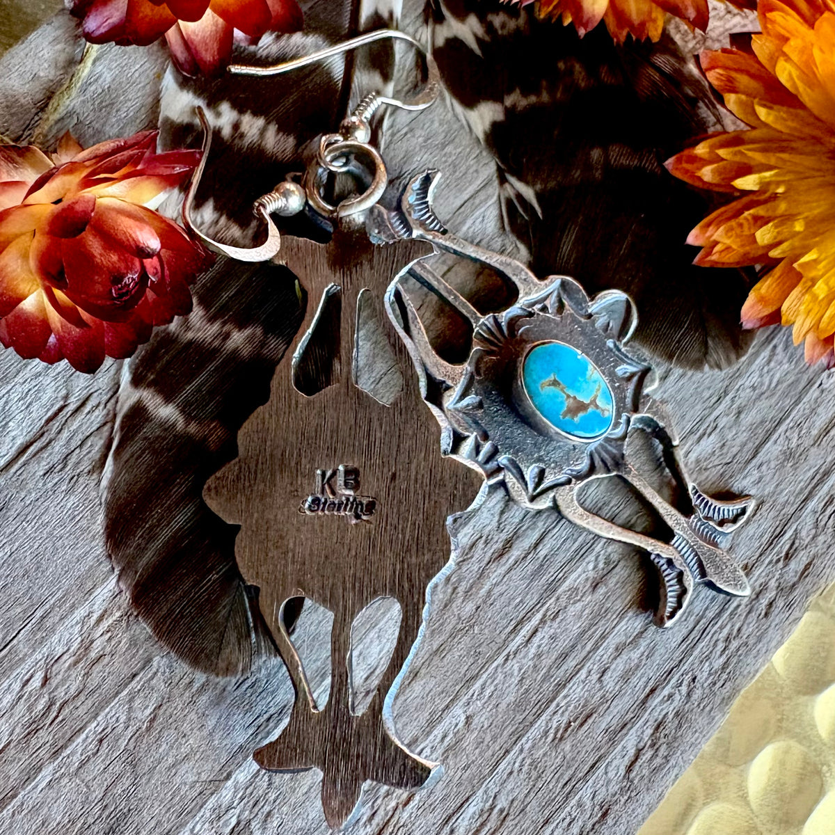 Kevin Billah Turquoise Sand Cast Earrings // Navajo