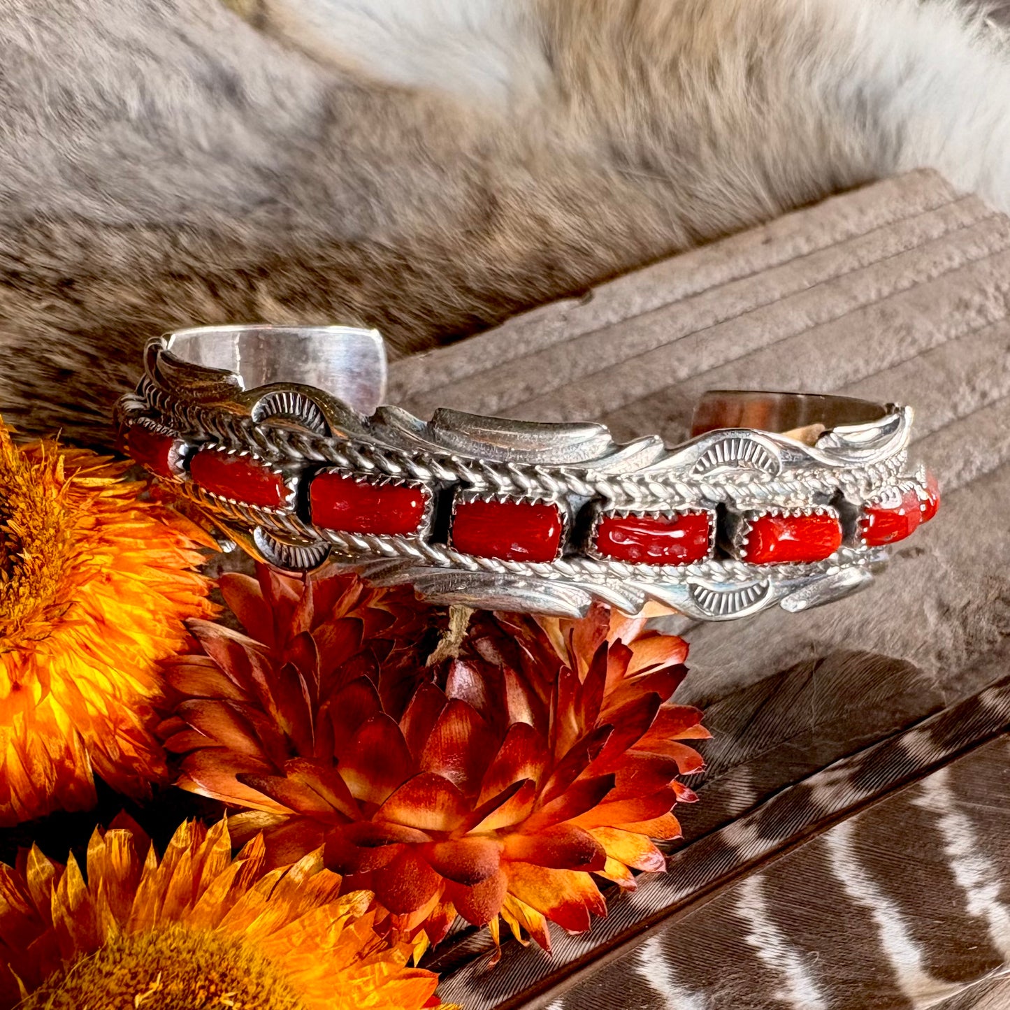 Anthony Brown Coral Row Cuff // Navajo