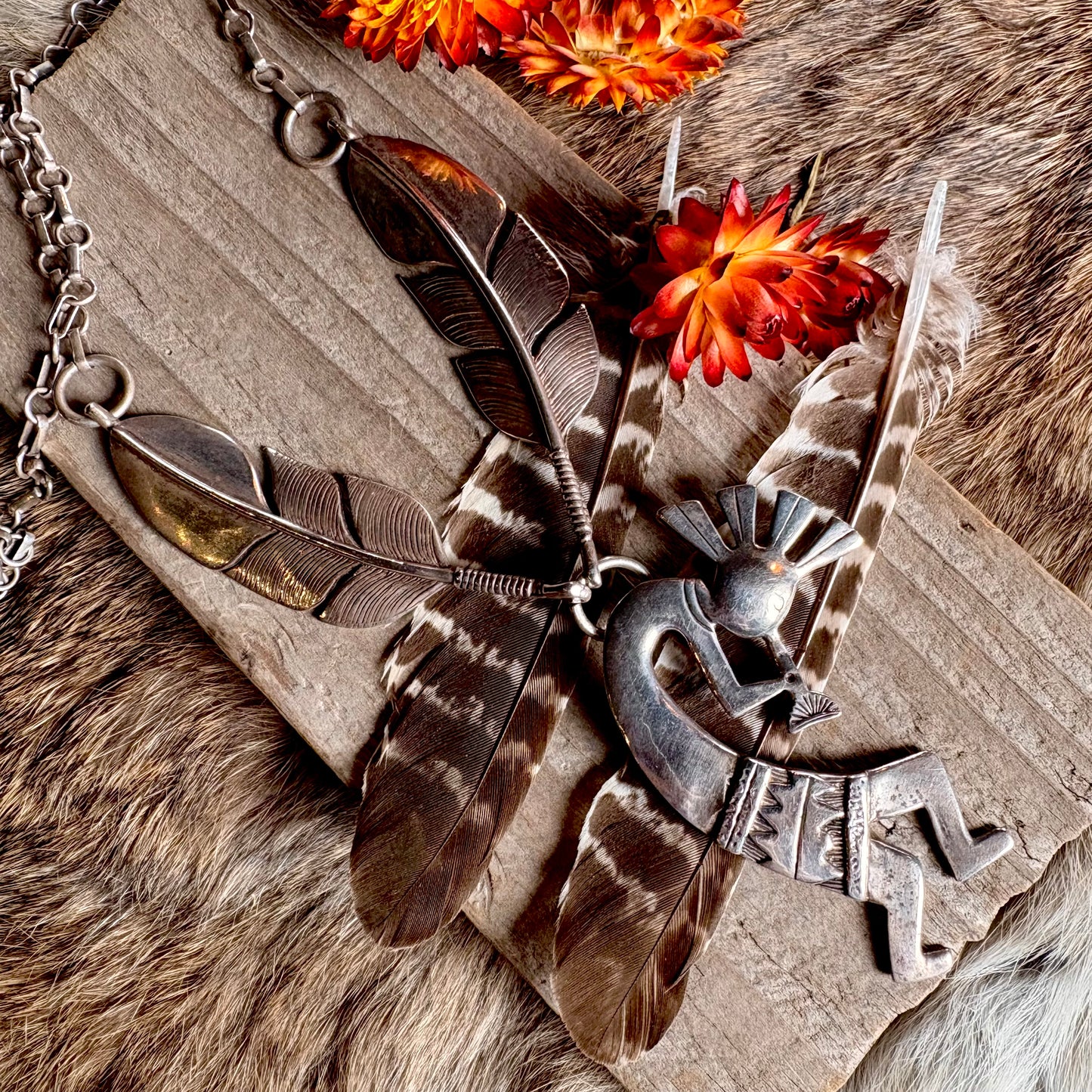 Vintage Statement Kokopelli Necklace // Navajo
