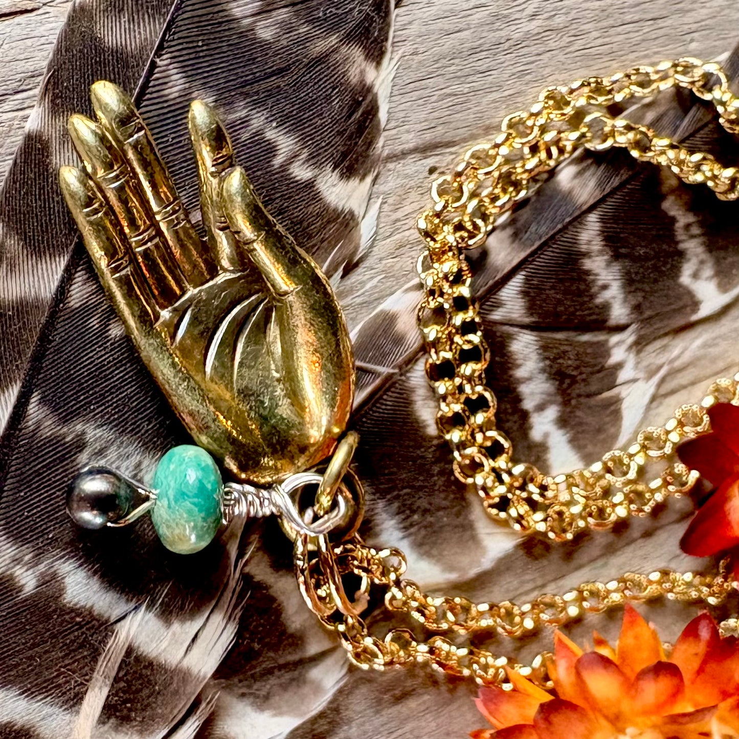 Mudra Necklace + Gold Rolo Chain