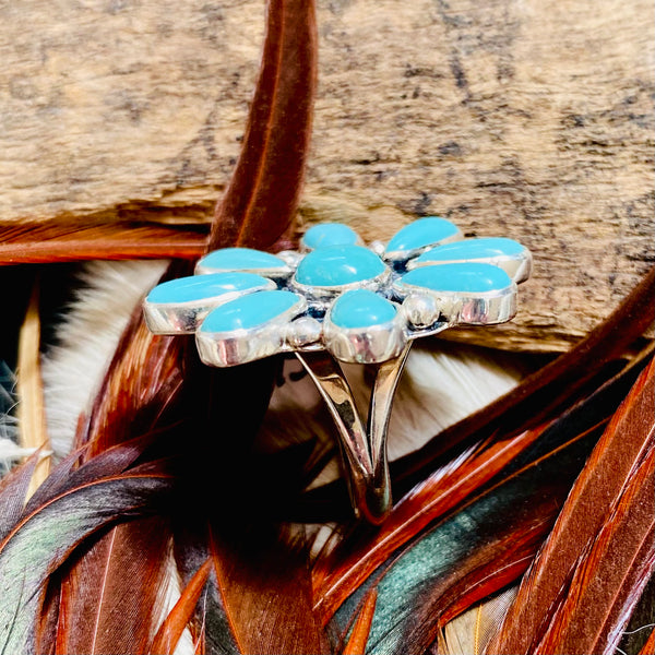 Cluster Ring In Campitos Turquoise, Navajo.