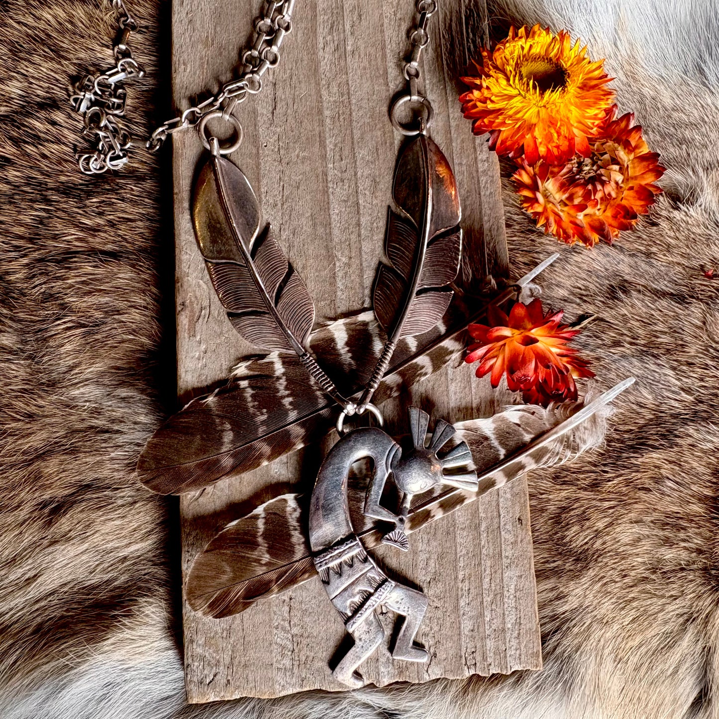 Vintage Statement Kokopelli Necklace // Navajo