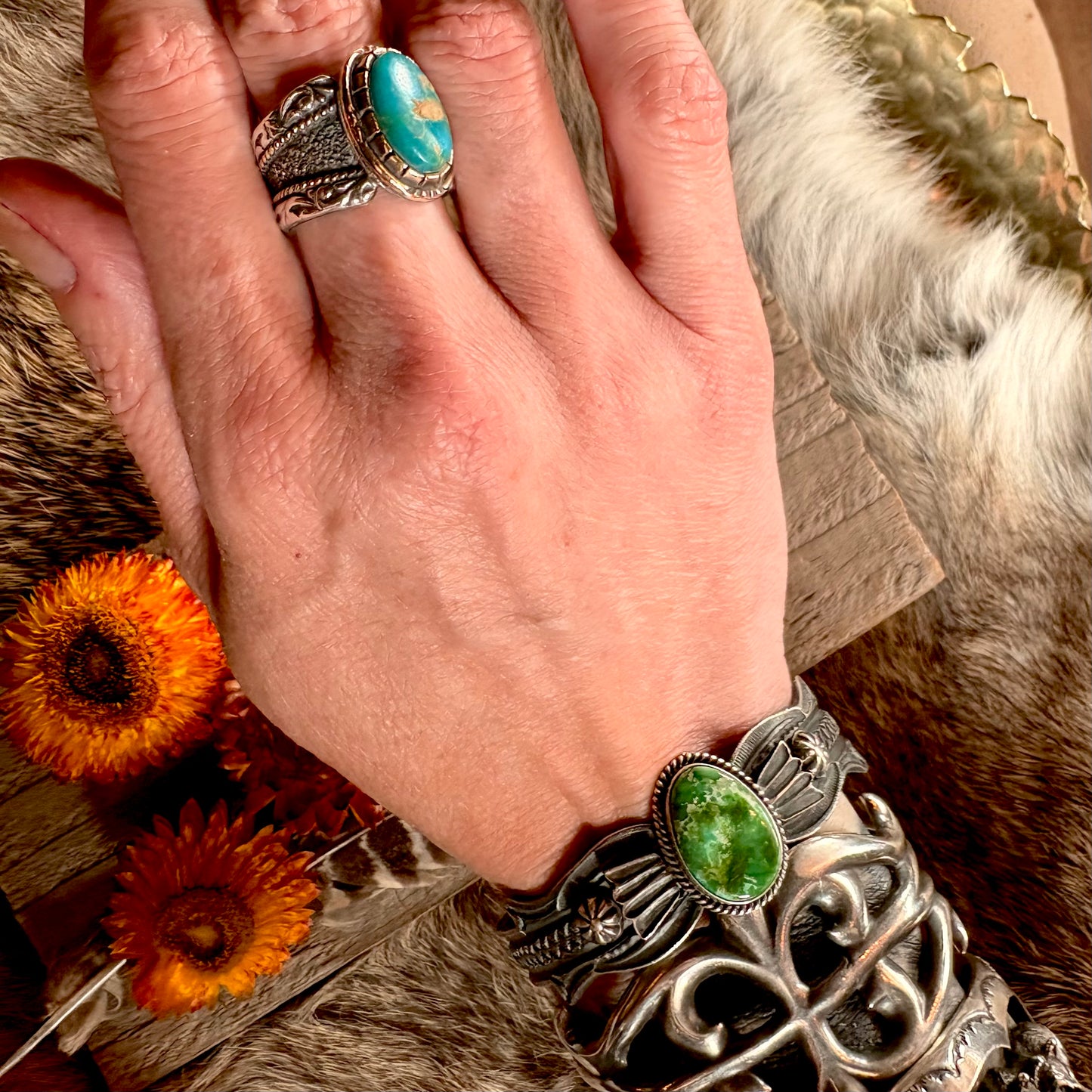 Kevin Billah Sonoran Turquoise Cuff // Navajo
