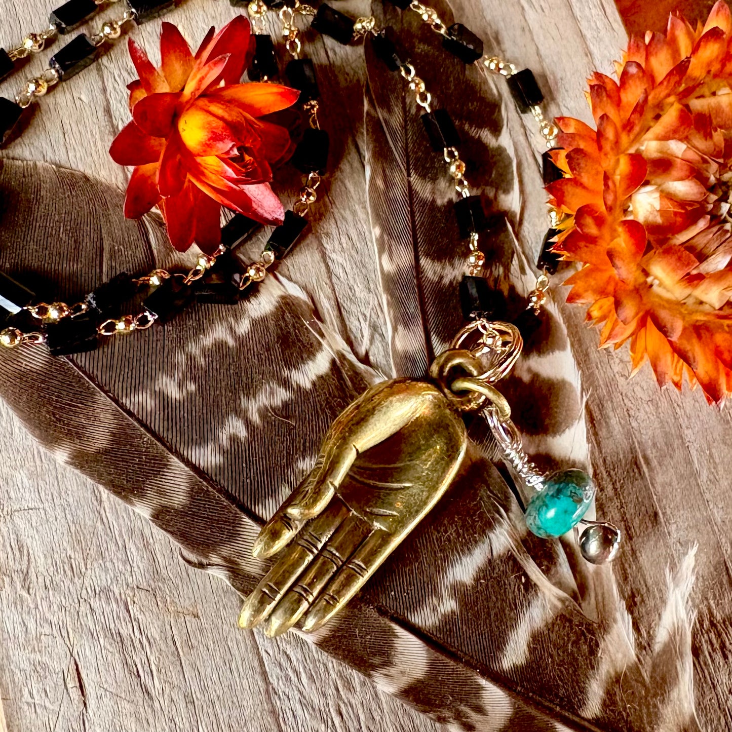 Mudra Necklace + Black Bead Chain