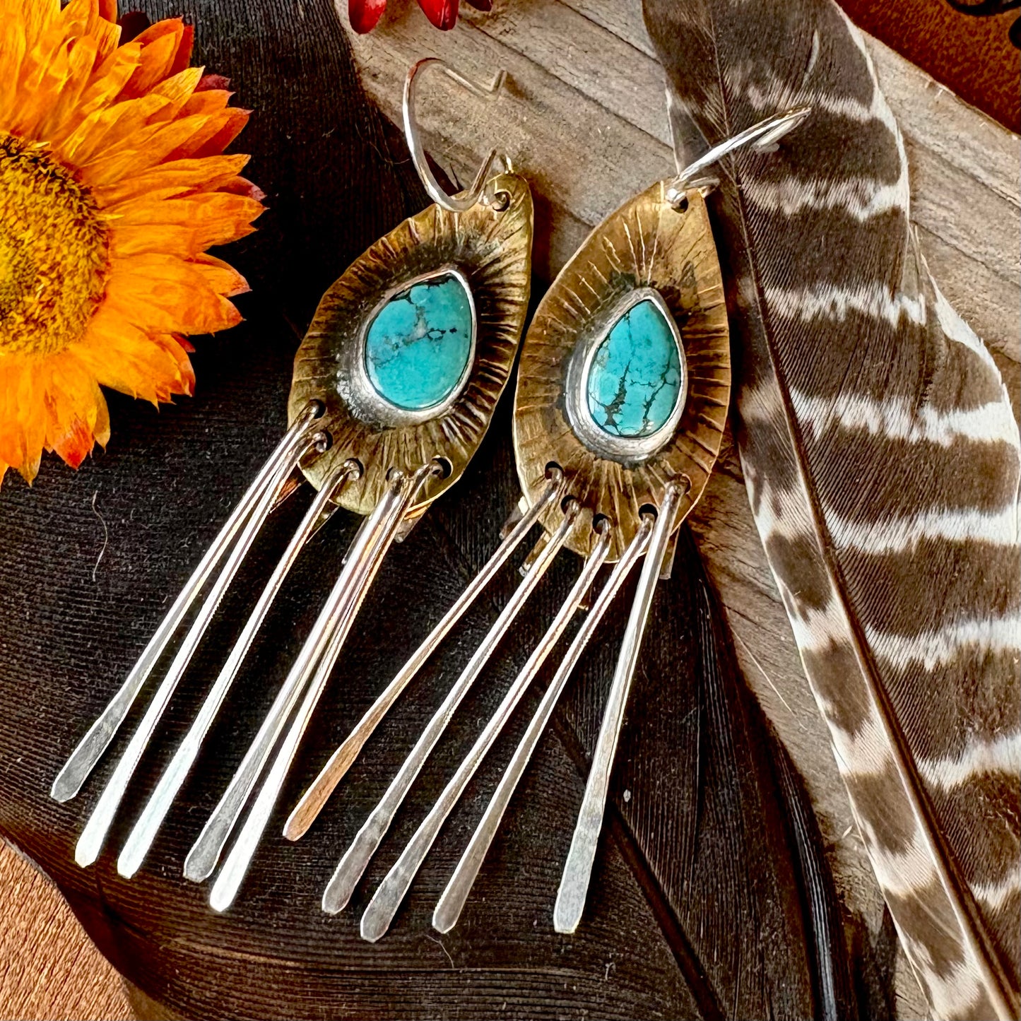 Fringed Turquoise Earrings