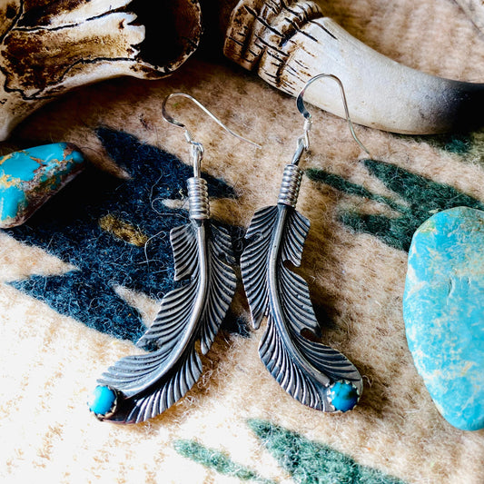 Louise Joe Turquoise Feather Earrings