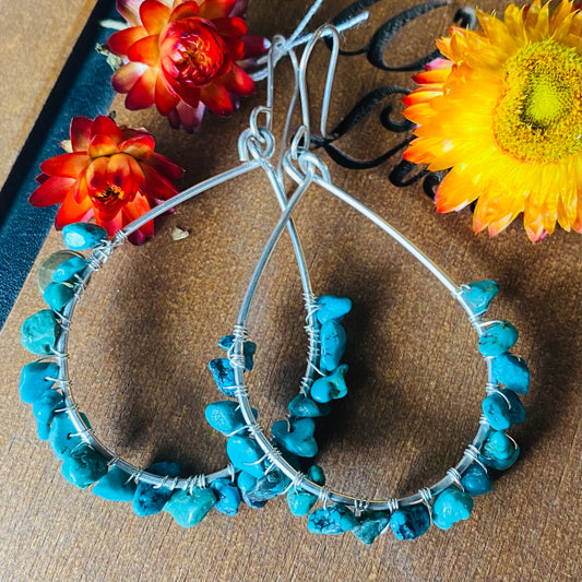 Turquoise Gemstone Hoops