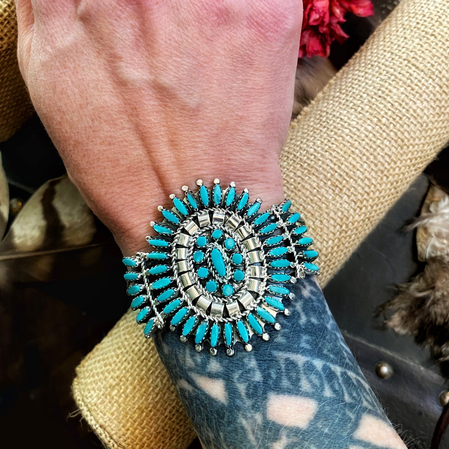 Nathaniel Nez Needlepoint Cuff, Zuni