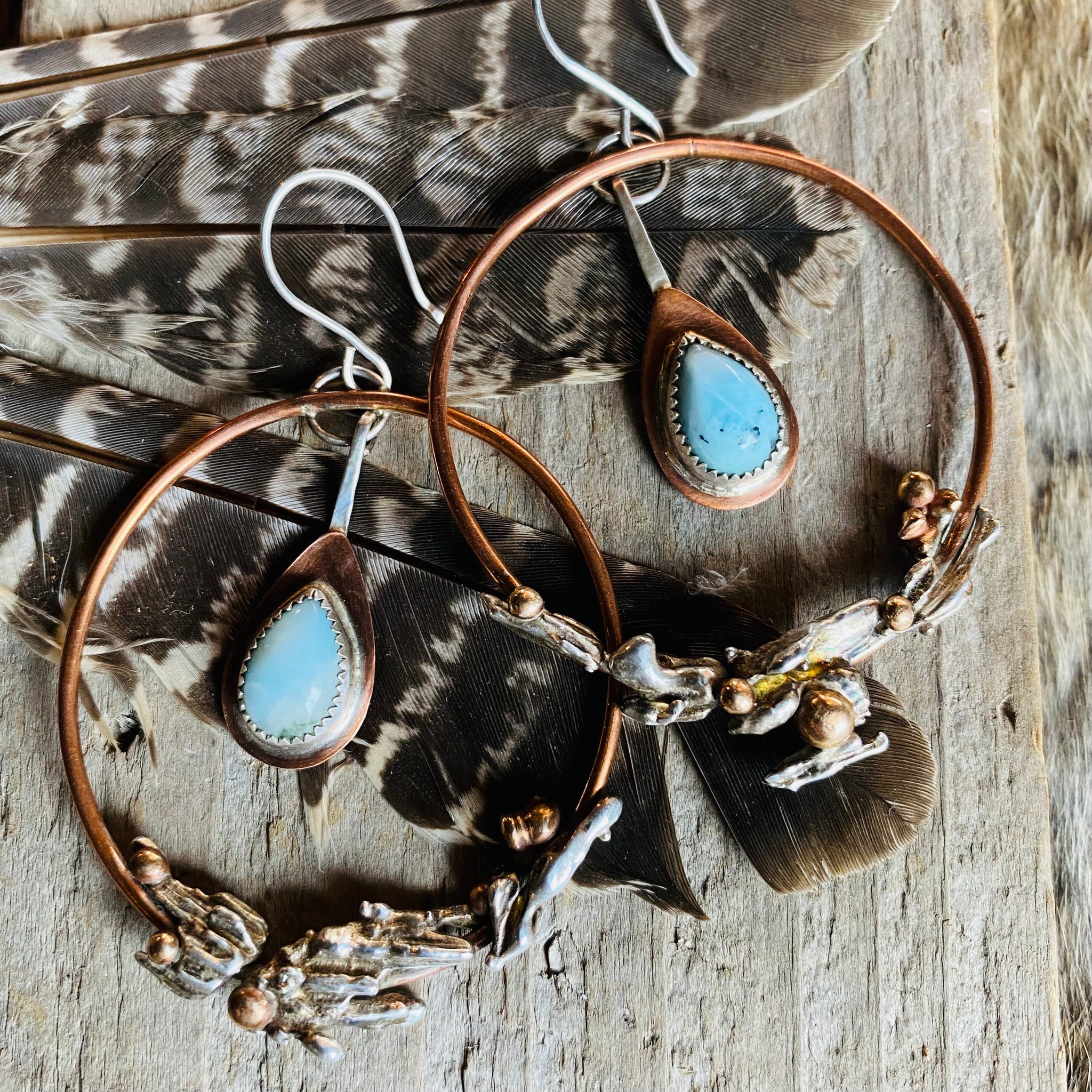 Broom Cast & Larimar Drop Earrings