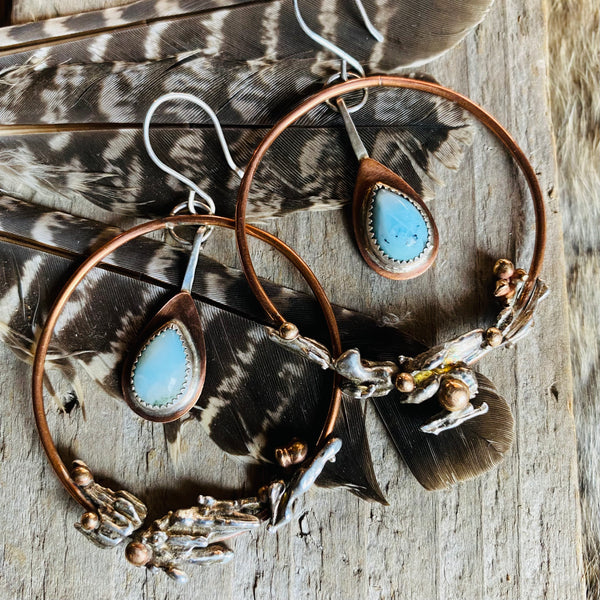 Broom Cast & Larimar Drop Earrings