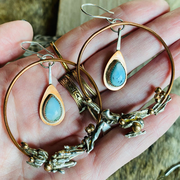 Broom Cast & Larimar Drop Earrings